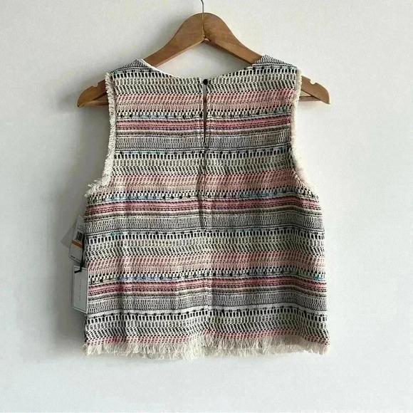 NWT 1. State Women’s Gypsy Night Boho Bohemian Tweed White Light Pink Top Small - Picture 2 of 12